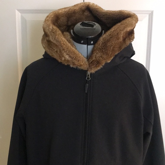 Marmot Black Jacket Brown Fur Hood Size XL - Picture 6 of 17